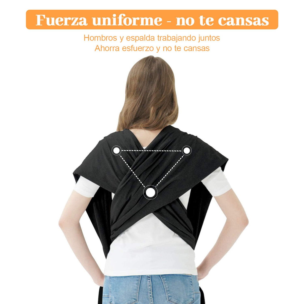 Fular Ergonómico para Bebé, Fular portabebés elástico todo en 1, Fular para bebé, Transpirable Fresco, Hasta 10Kg, para mamás y papás, regalo perfecto para viajar(Negro)