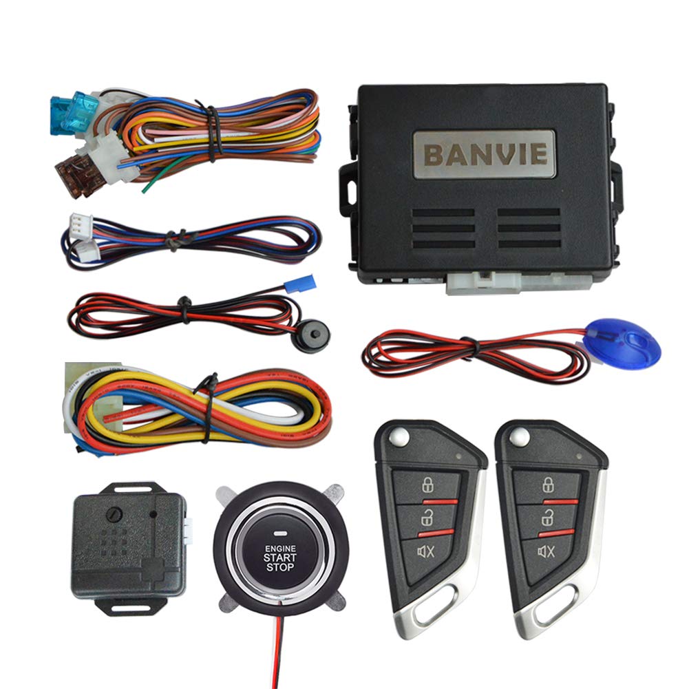 Sistema de Alarma de Seguridad BANVIE Entrada sin Llave Arranque Remoto Motor y Botón Encendido Coche