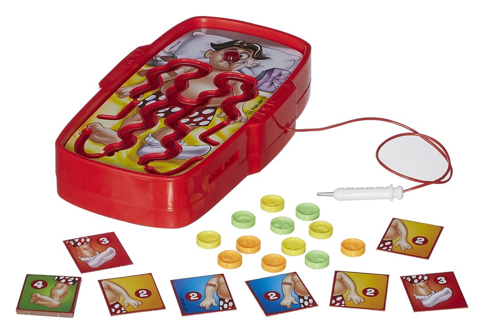 Hasbro Gaming Operando Juego de Viaje Juego de Mesa Familiar con luz y Sonido para 2 a 4 Jugadores y niños y niñas de 6 años en adelante