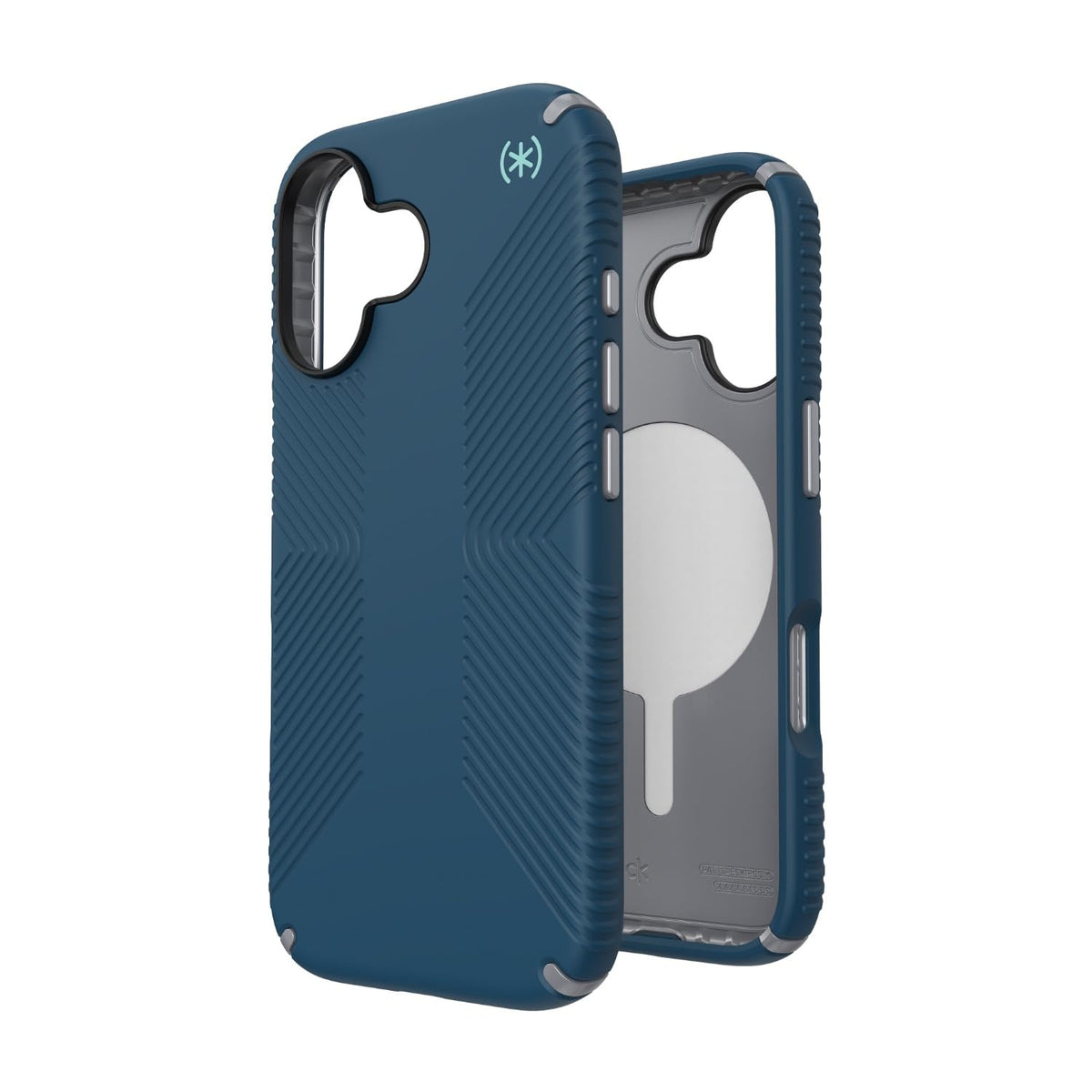 Agarre iPhone 17 Speck Deep Se Silver Metallic Spell Blue con MagSafe