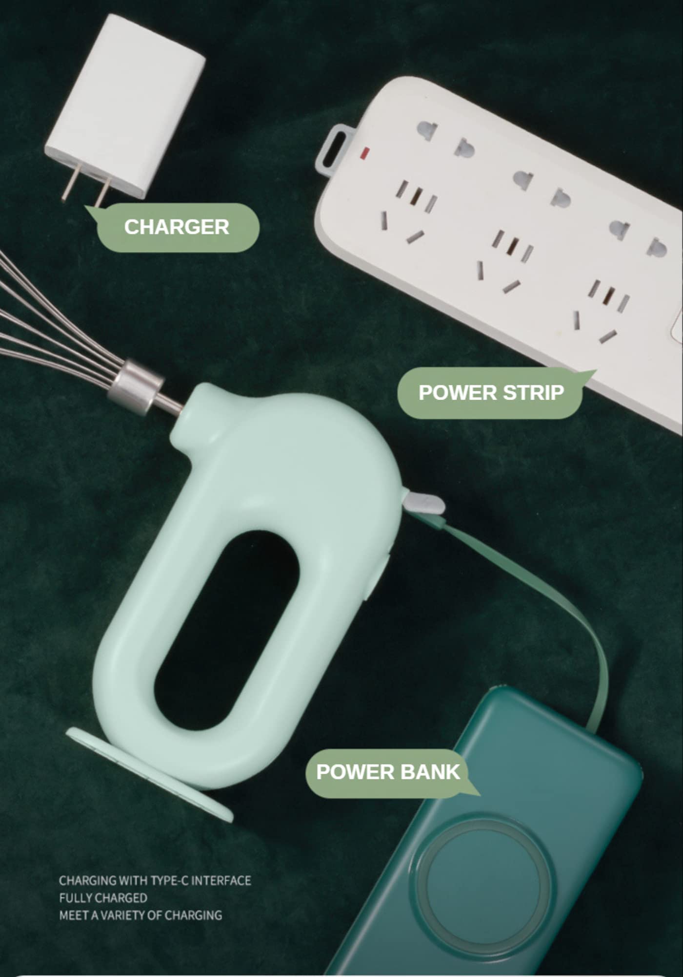 Batidora de Mano Eléctrica Wynboop Rosa Inalámbrica con 4 Modos de Velocidad para el Hogar