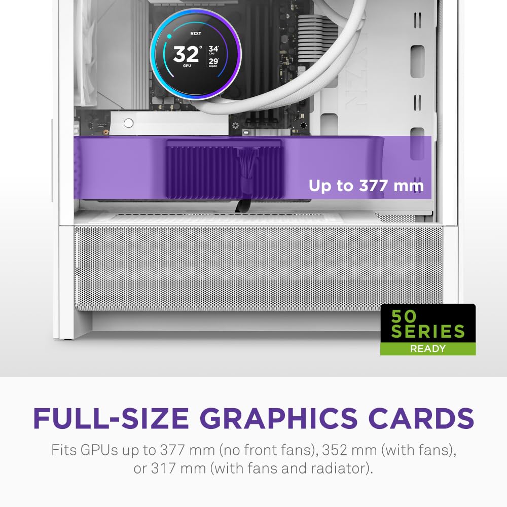 NZXT Gabinete H3 Flow Micro-ATX - Flujo de Aire optimizado - Incluye 1 Ventilador Trasero de 120 mm - Soporta GPU de tamaño Completo - Se Adapta a radiador Frontal de 280 mm y Superior de 240