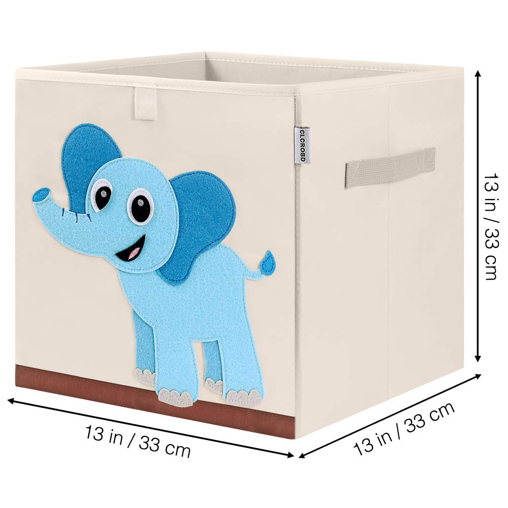 CLCROBD - Contenedores plegables de almacenamiento de cubo de animales, caja/cofre/organizador de tela para juguetes para niños, guardería, 33 cm (Elefante)