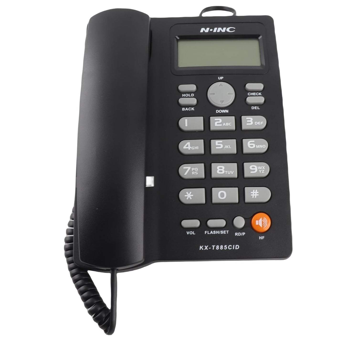 Teléfono, Identificador de Llamadas Teléfonos con Cable, Teléfono con Cable Inglés, Llamadas con Manos Libres Oficina en el Hogar Teléfono Fijo del Hotel(Negro)