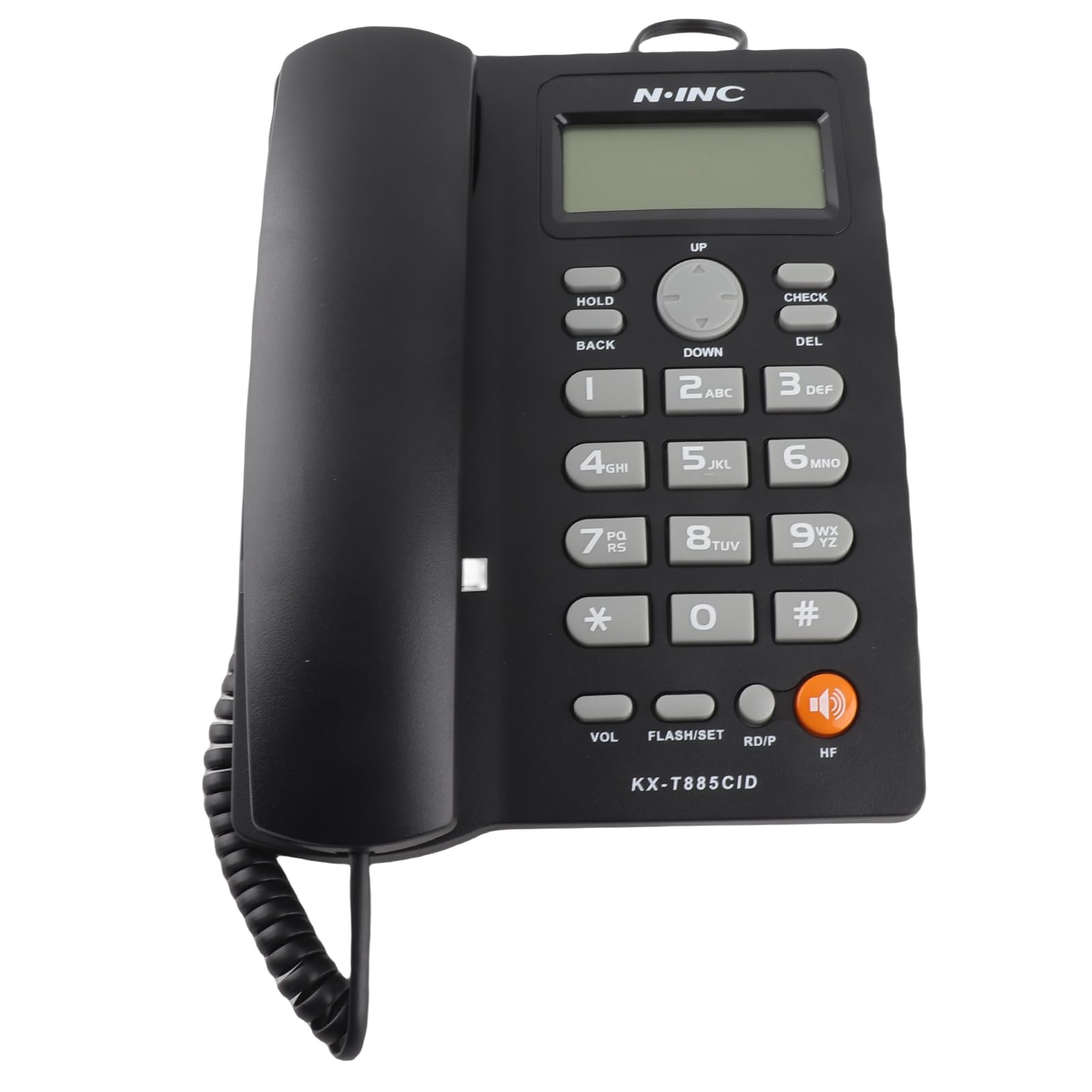 Teléfono, Identificador de Llamadas Teléfonos con Cable, Teléfono con Cable Inglés, Llamadas con Manos Libres Oficina en el Hogar Teléfono Fijo del Hotel(Negro)