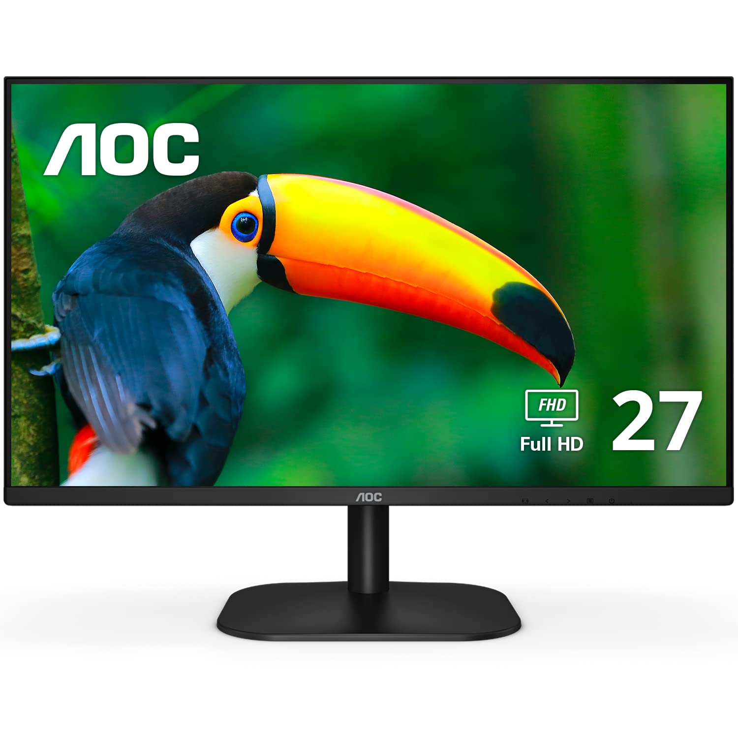 AOC 27B2H Monitor LED IPS de 27", Resolución 1920x1080, Brillo 250CD/M2, Soporte VESA, Conexión HDMI/VGA, Tecnología Flicker Free, Modo luz Azul bajo, Negro Mate.
