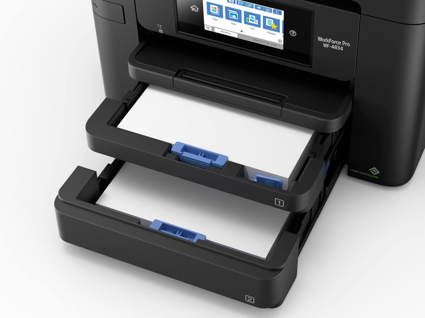 Epson Workforce Pro WF-4834 Impresora inalámbrica Todo en uno con impresión automática de 2 Caras, Copia, escaneo y fax, ADF de 50 páginas, Capacidad de Papel de 500 Hojas y visualización táctil a
