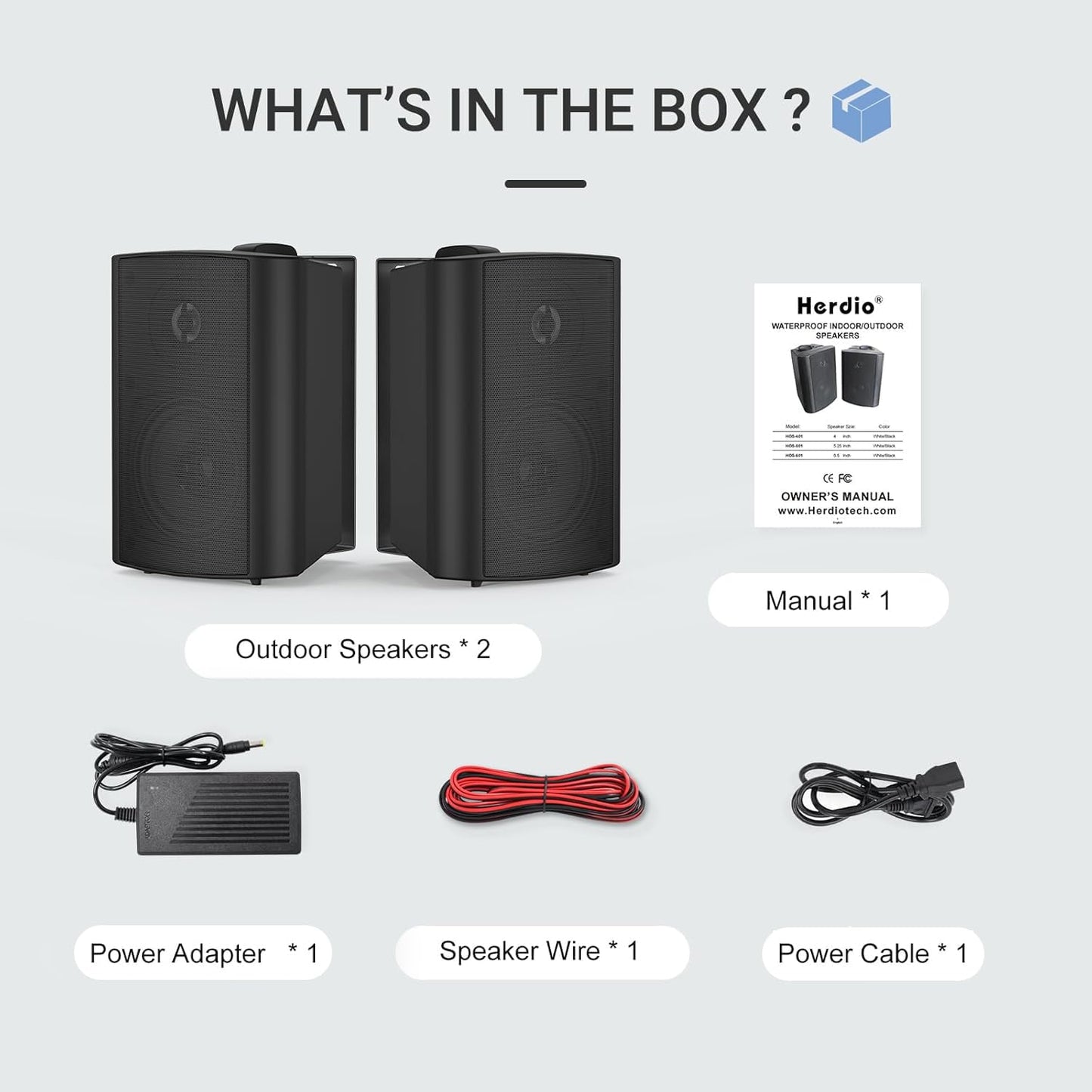 Herdio - Altavoces de Pared con Bluetooth para Exteriores e Interiores (Negro)