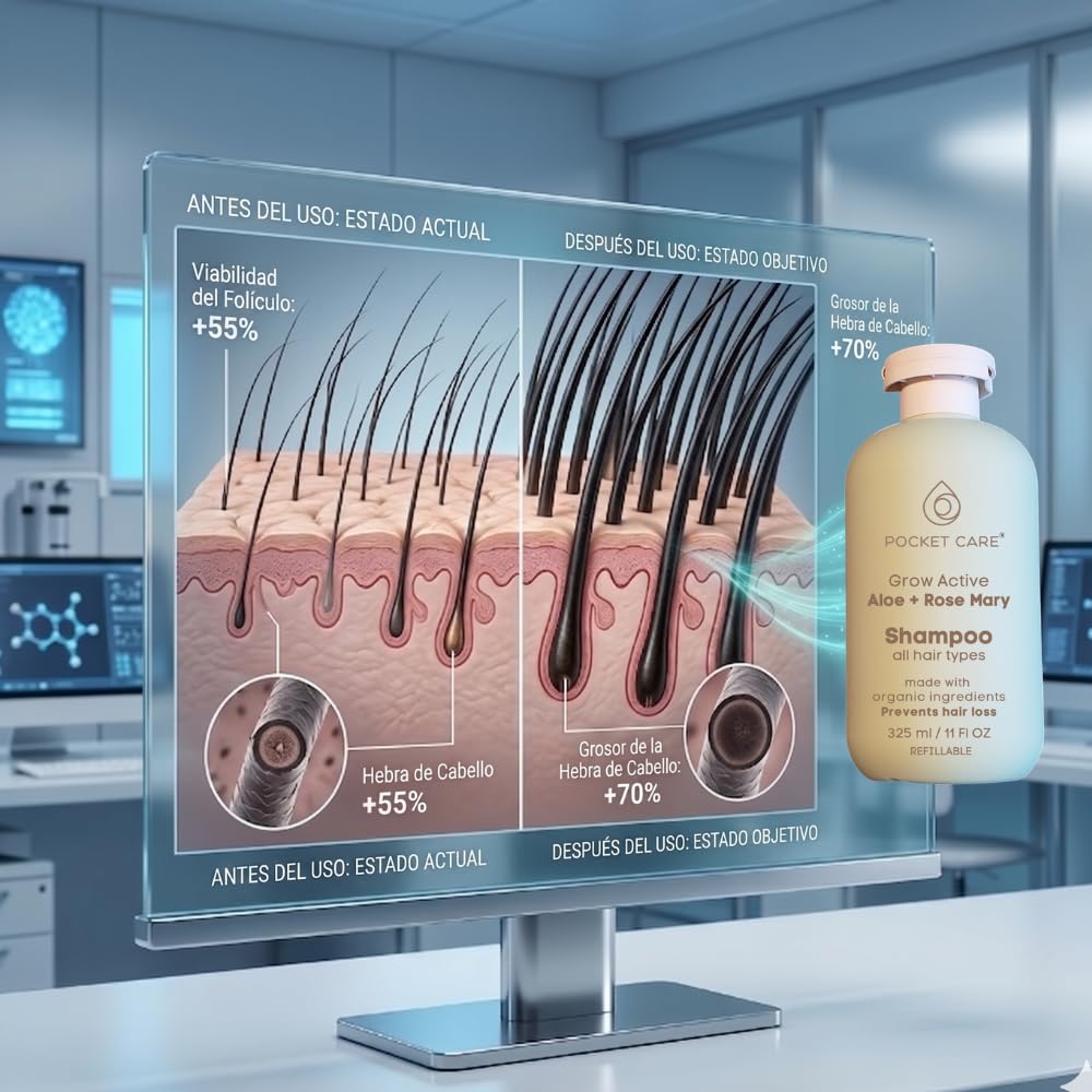 Shampoo Anticaída Crecimiento Capilar Romero Sábila Sin Sulfatos para Hombre y Mujer
