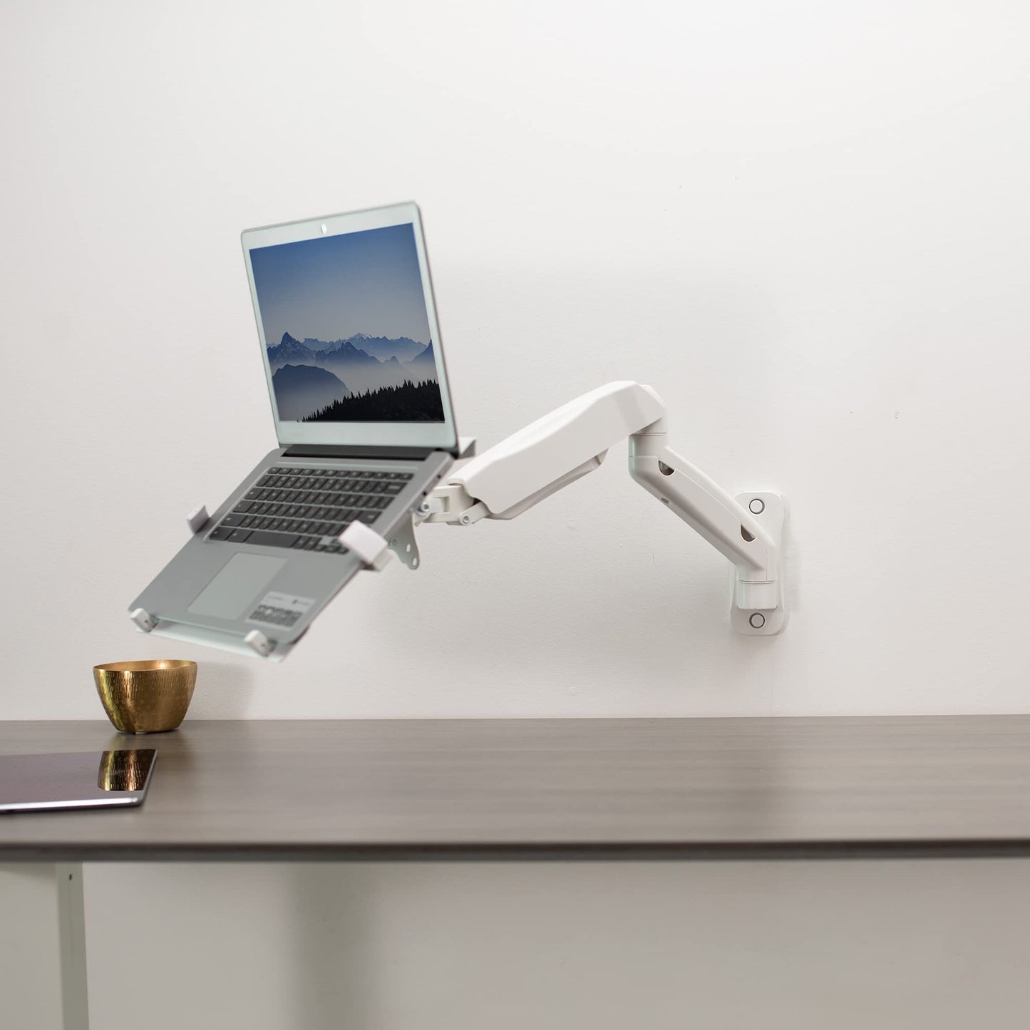 Soporte de Pared para Portátil Vivo Blanco con Brazo Neumático Ajustable