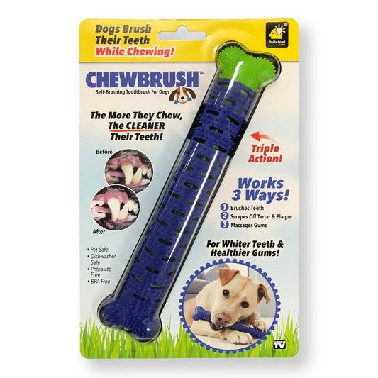 BulbHead cepillo para polvo de dientes para perro y cepillo para polvo de dientes – No requiere pasta dental de perro – Gran juguete de limpieza de dientes de perro, 1 paquete, 1 paquete
