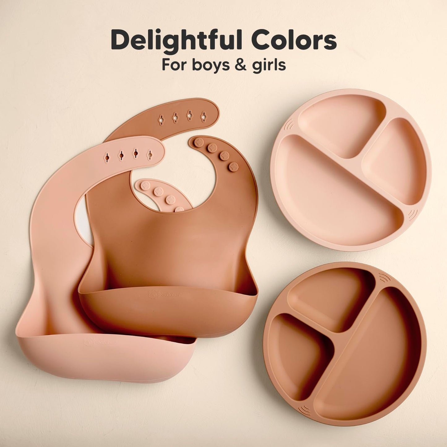 KeaBabies - Paquete de 2 baberos de silicona para bebés para comer, baberos de silicona pura de grado alimenticio, baberos para niños pequeños, baberos impermeables, baberos de alimentación, baberos de silicona para niños pequeños, niñas (anochecer)