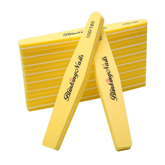 BlinkingNails Nail Buffer para Nails 100/180 Grit Sponge, Lima de uñas Esponjosa, Herramienta de uñas, Color Amarillo, 10 Unidades