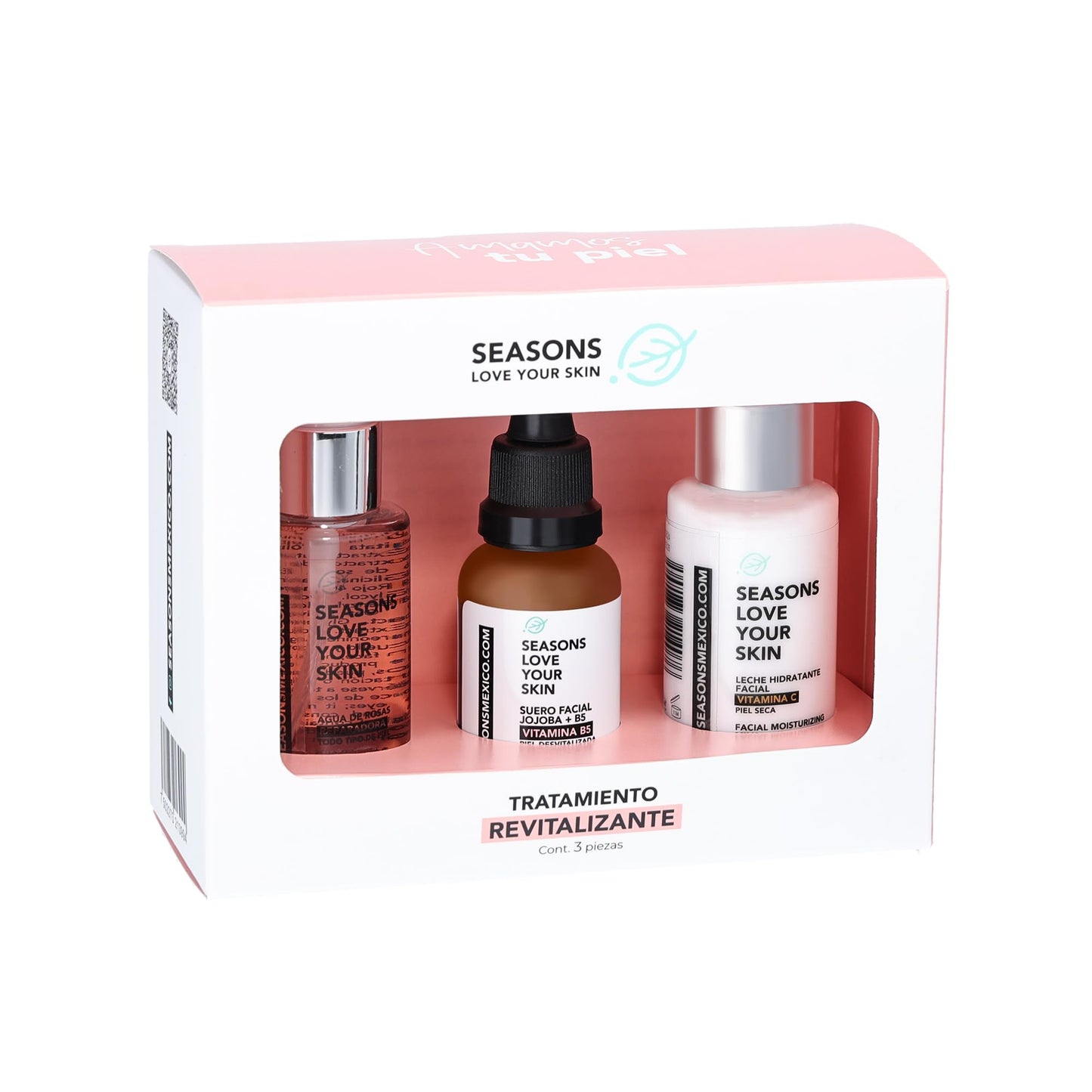 Kit Skincare Tratamiento Facial Revitalizante Seasons | Tónico Agua de Rosas + Serum Facial Jojoba + Hidratante Vitamina C