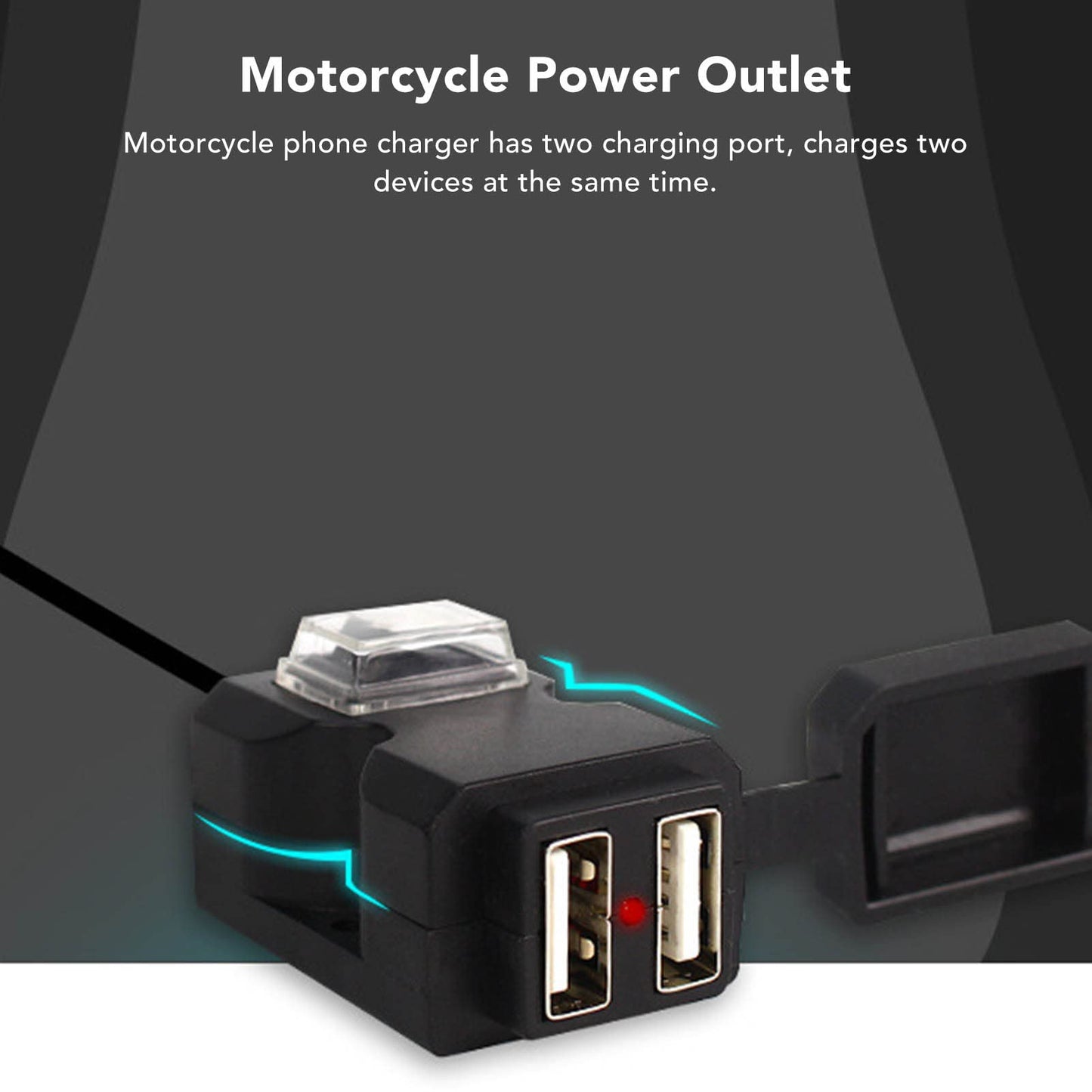 Fydun Cargador de Teléfono para Motocicleta, Doble Cargador USB 5V 2A Carga Rápida Impermeable Cable de Extensión para Smart Phone Tablet GPS 9-90V 9-90V