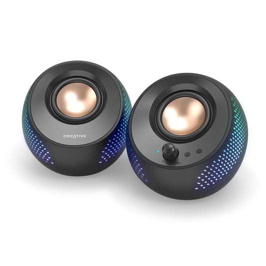 Creative Pebble X 2.0 USB-C - Altavoces para computadora con iluminación RGB personalizable, Bluetooth 5.3, audio USB, alimentación RMS de hasta 15 W para PC y Mac
