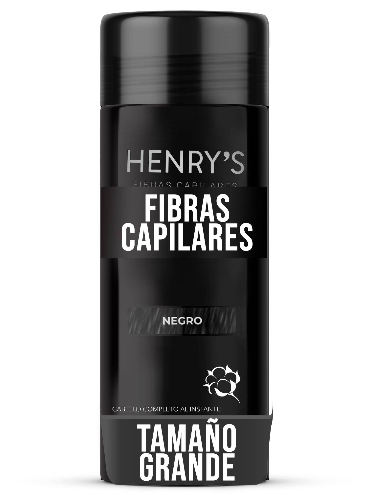Fibras Capilares, NEGRO, Solución para la Calvicie, Caida de Cabello, Alopecia o falta de Volumen. 27.5 gramos, Sin aplicador. Fibras de Construcción de Cabello. Ideal para el Cabello Delgado. Fibras de Algodón 100% Natural. Voluminizador y texturizador d
