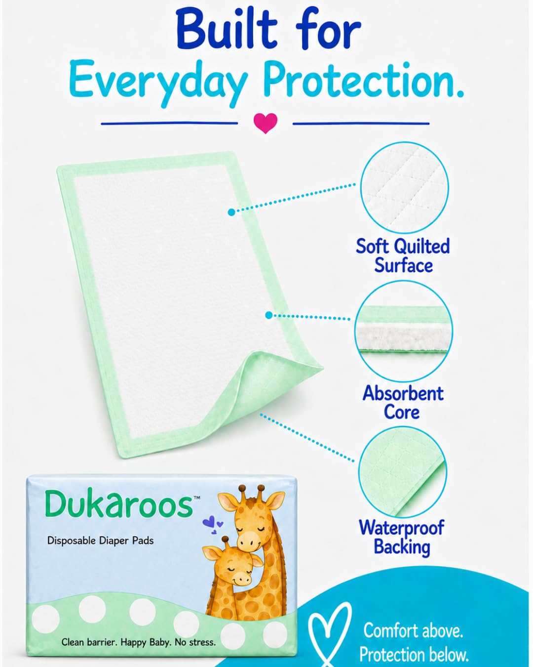 Dukaroos - Cambiadores desechables para bebé - Cambiadores desechables de viaje para bolsa de pañales y baños públicos