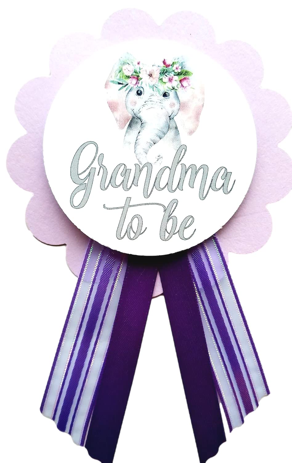 Grandma to Be Baby Shower Pin para no usar, morado elefante, es una niña Baby Sprinkle