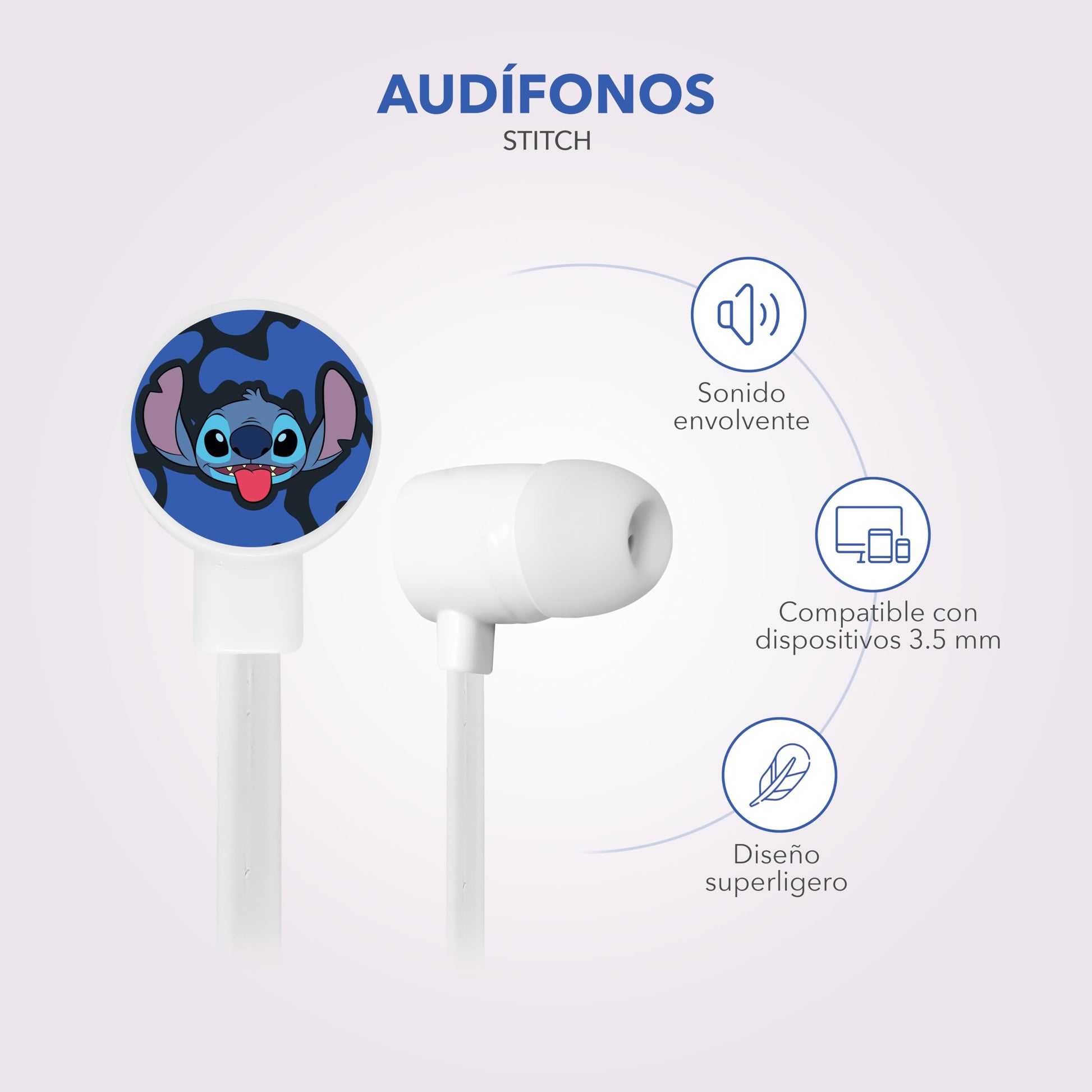 GAIRET Audífonos Alámbricos Stitch Manos Libres H3-AB118, Micrófono Incorporado, Sonido Estéreo, Cancelación de Ruido Ambiental, Conexión 3.5 mm, Compatibles con PC, PS, Xbox, Gaming y Llamadas