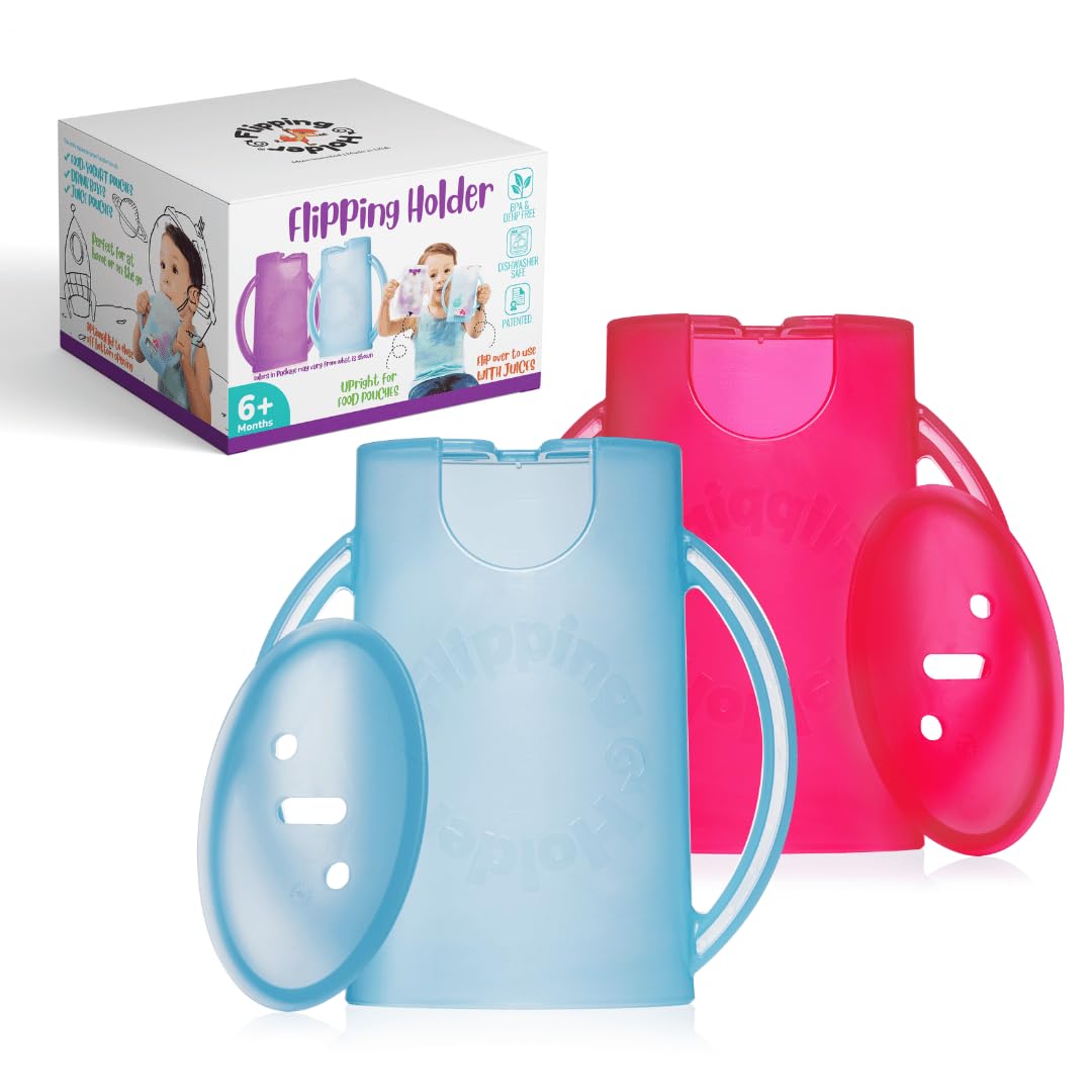 Soporte giratorio a prueba de apretar para niños pequeños, bebés, niños, sin ensuciar, sin apretar, caja de jugo para bebidas y aperitivos con asas de fácil agarre y tapa