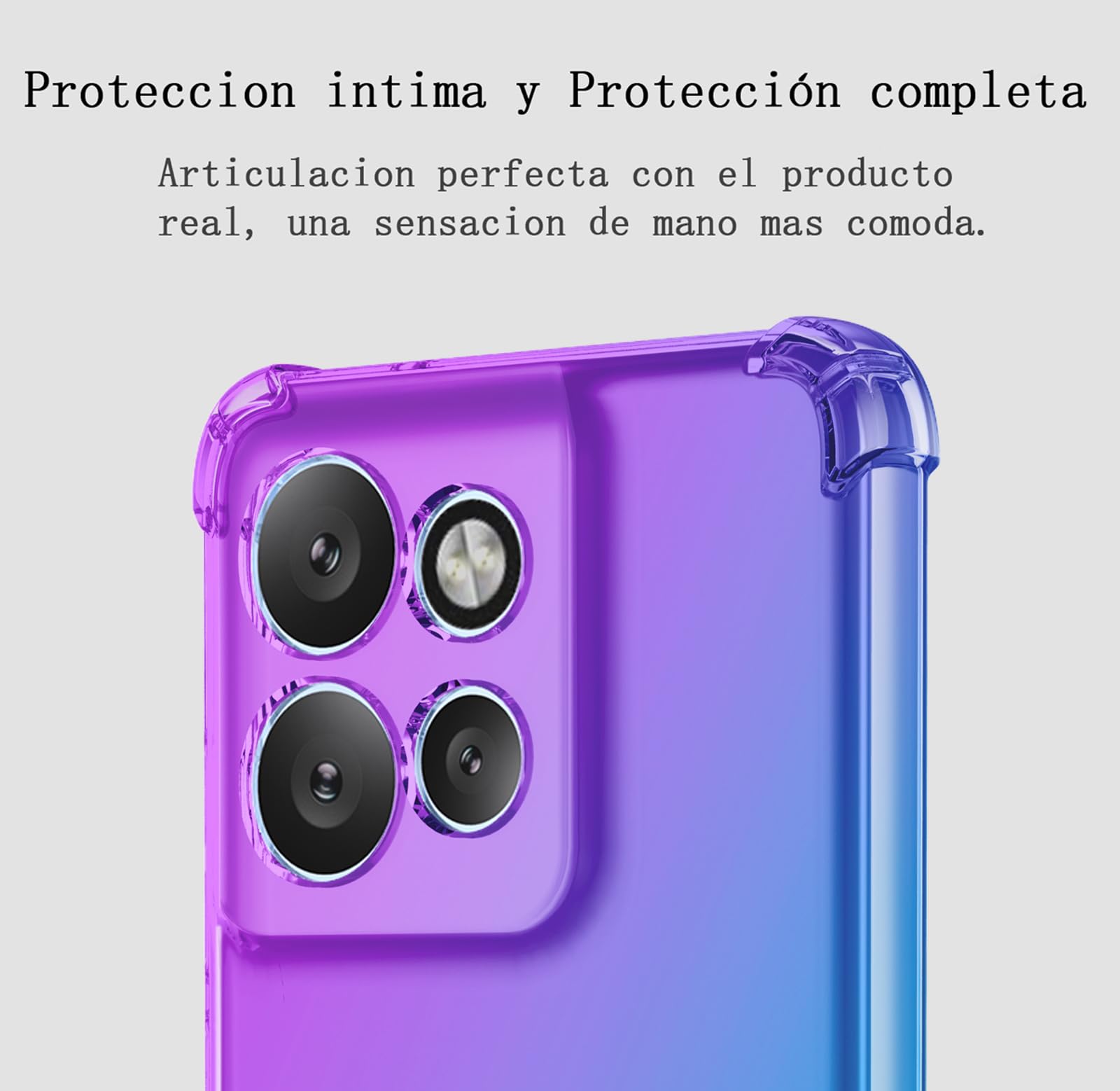 DABUNA Funda para Motorola Moto G75 5G Case Uso Rudo,Transparente Colores Degradados Protectora de Cámara Anticaída Carcasa Bumper(Púrpura Azul)