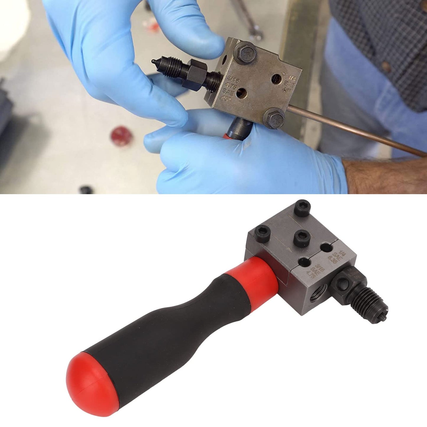 Herramienta de abocardado simple y doble, herramienta de abocardado de línea de freno de 3/16 pulgadas y 1/4 pulgadas, herramienta de abocardado hidráulica de mano para reparación de automóviles