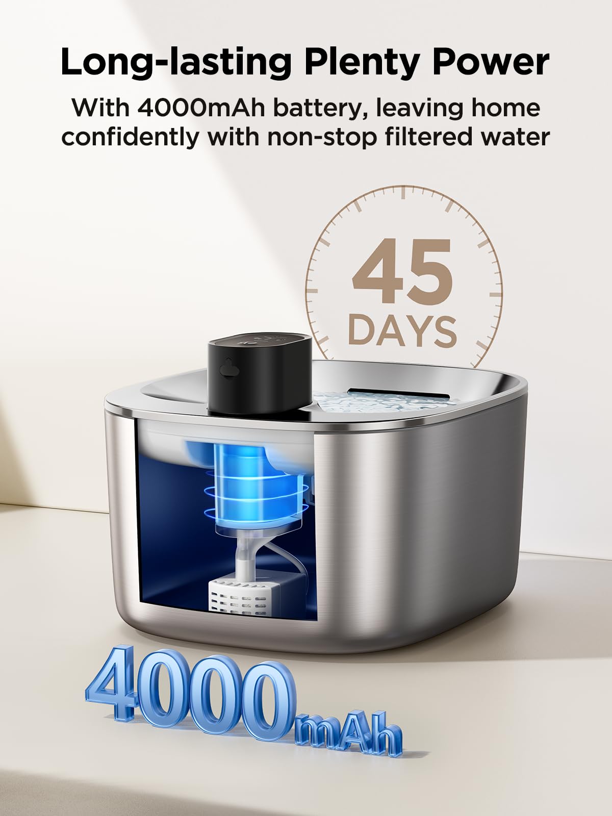 Fuente de Agua FEELNEEDY Acero Inoxidable con Sensor de Movimiento para Gatos y Perros