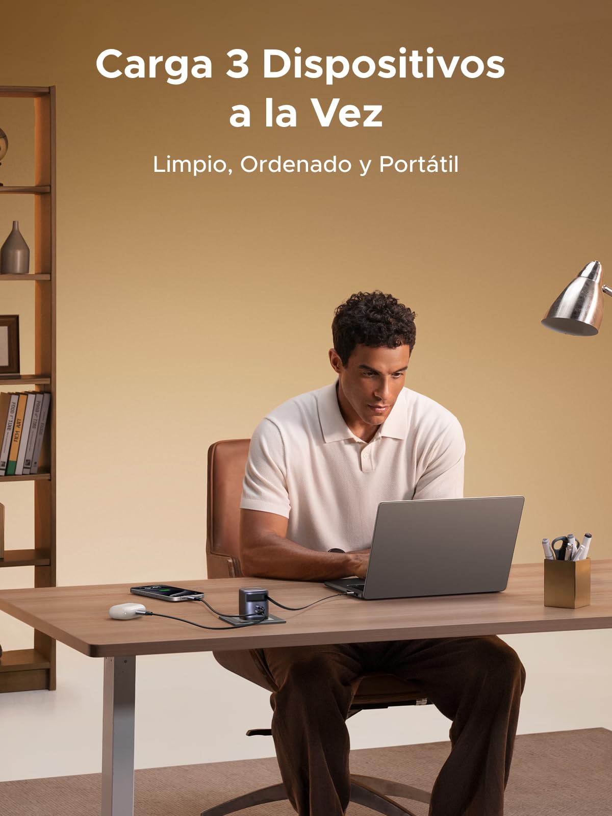 Cargador Portátil UGREEN USB C GAN 45W con Cable Retráctil y Carga Súper Rápida 2.0
