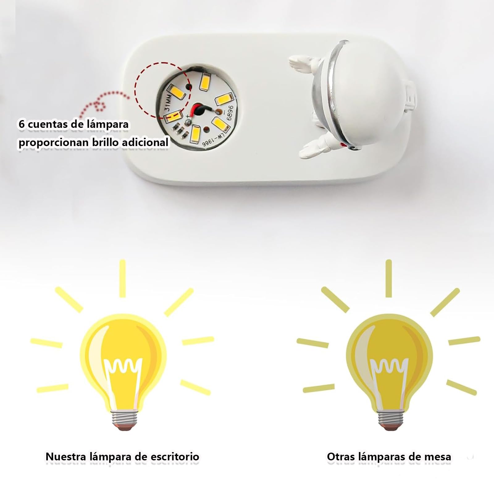 Bola de Cristal de Astronauta,Luz nocturna de bola de cristal,con puerto de carga USB，decoración de Escritorio, Regalo Bonito para Estudiantes, Regalo de Cumpleaños