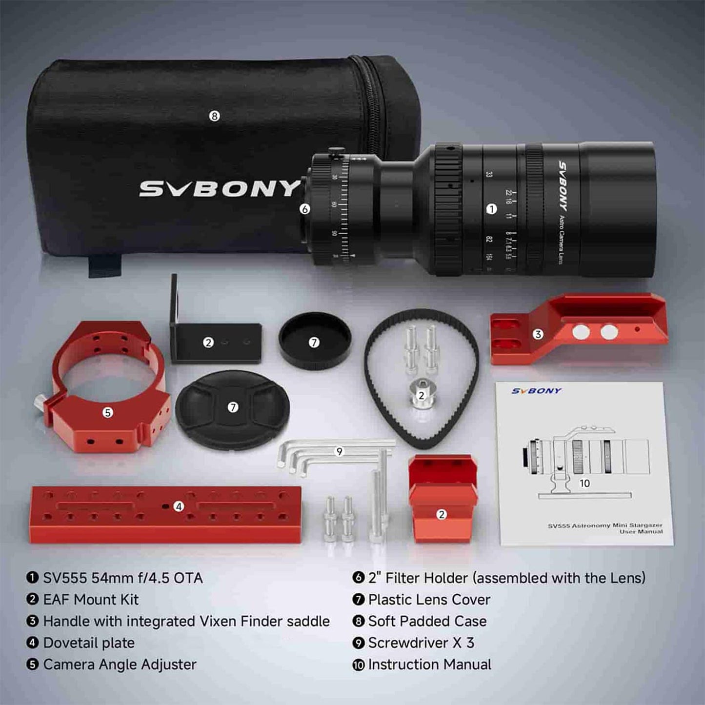 SVBONY SV555 Telescopio de enfoque de precisión sin compromisos Telescopio Astrofotografía 54 mm APO Refractor SLR Lente de cámara SLR 44 mm Pantalla Completa F4.5 a F22 Apertura variable para