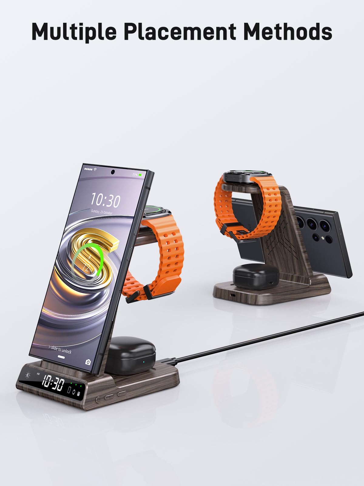 Cargador inalámbrico para estación de Carga Samsung, Cargador de teléfono Android 3 en 1 para Samsung Galaxy S25 Ultra/S24 Ultra/S23/Z Fold7/Flip7, Galaxy Watch 8/8 Classic/Ultra/7/6/5, Galaxy Buds 3