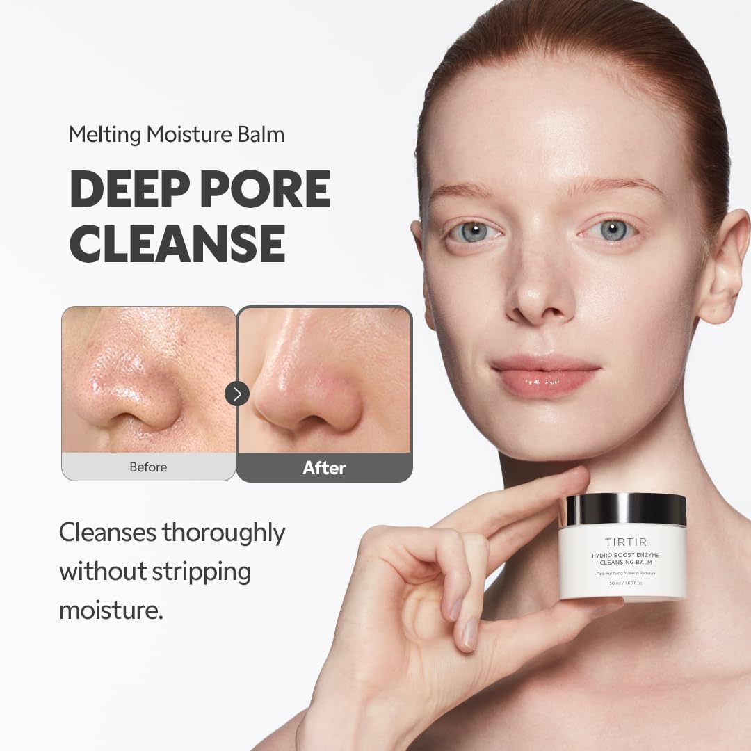 TIRTIR – Balsamo Desmaquillante Hydro Boost Enzyme 50 ml – elimina maquillaje waterproof, limpieza de poros con niacinamida y enzimas – skincare coreano cleansing balm, apto para piel sensible.