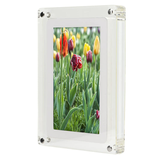 Marco de Fotos Digital Álbum de Fotos Electrónico Interfaz Tipo C Pantalla LCD HD de 7 Pulgadas Acrílico Transparente con Altavoz para la Decoración del Hogar