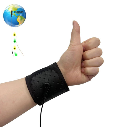 Correa de muñeca elevada para tierra, pulsera de terapia negra que mejora el sueño, reduce el dolor y la inflamación, aumenta la energía, 12.5 x 3.3 pulgadas