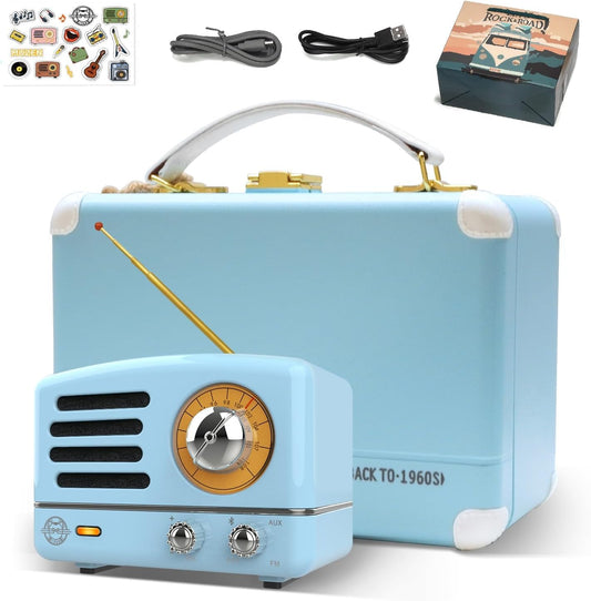 Muzen - Altavoz Bluetooth portátil, Altavoz inalámbrico pequeño de Metal OTR, Radio FM con Antena AUX, 10 Horas de Tiempo de reproducción prolongado, Audio estéreo de Alta fidelidad con veliz,