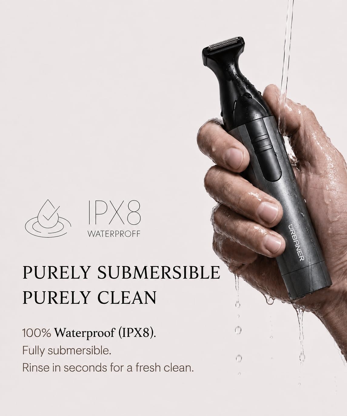 URBANER - Cortadora de bigote para hombres, bonificación por tiempo limitado: obtén una cuchilla extra para cortar nariz y oídos, motor japonés, impermeable, ligero que funciona con pilas