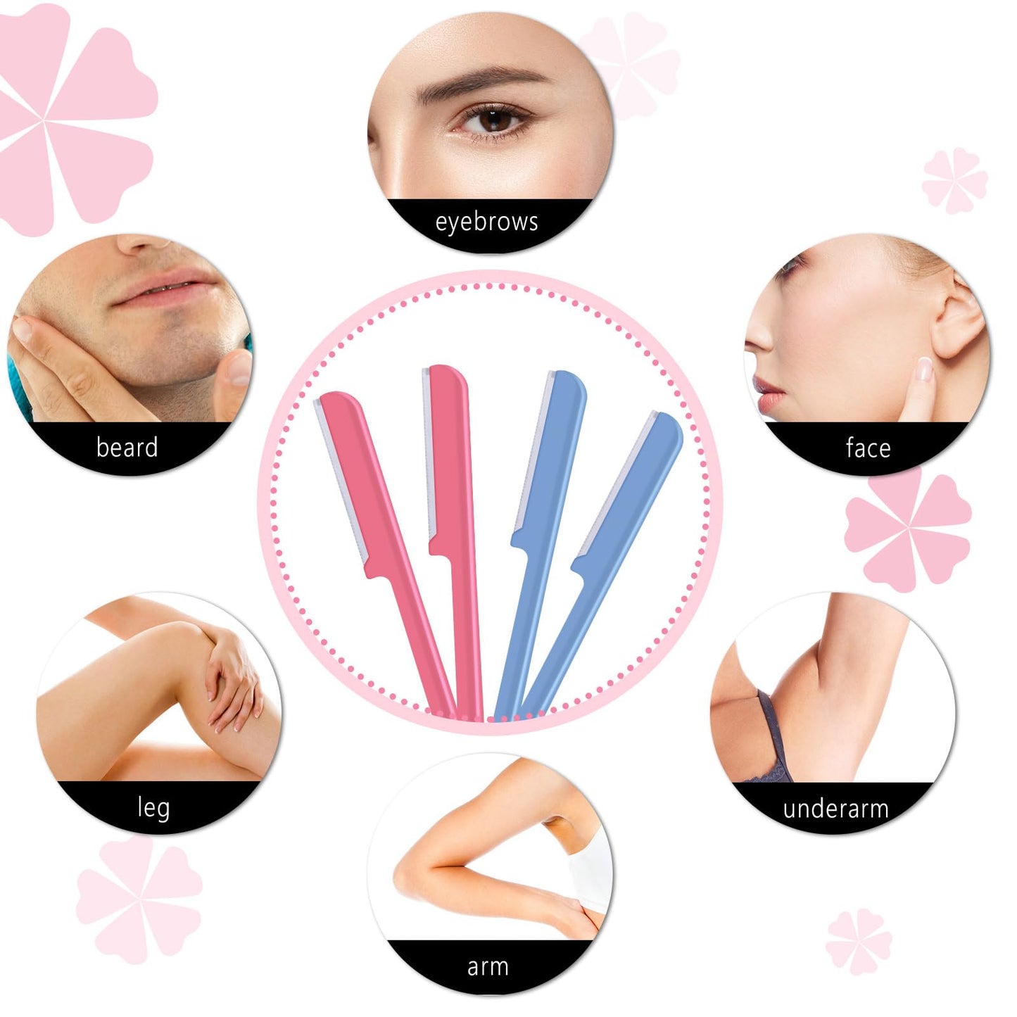 10 Maquinillas de Afeitar para Cejas para Mujer Maquinilla de Afeitar Facial Moldeador de Cejas Recortador de Cejas Herramienta de Modelado Dermaplaner con Cubierta (Rosa, Azul)