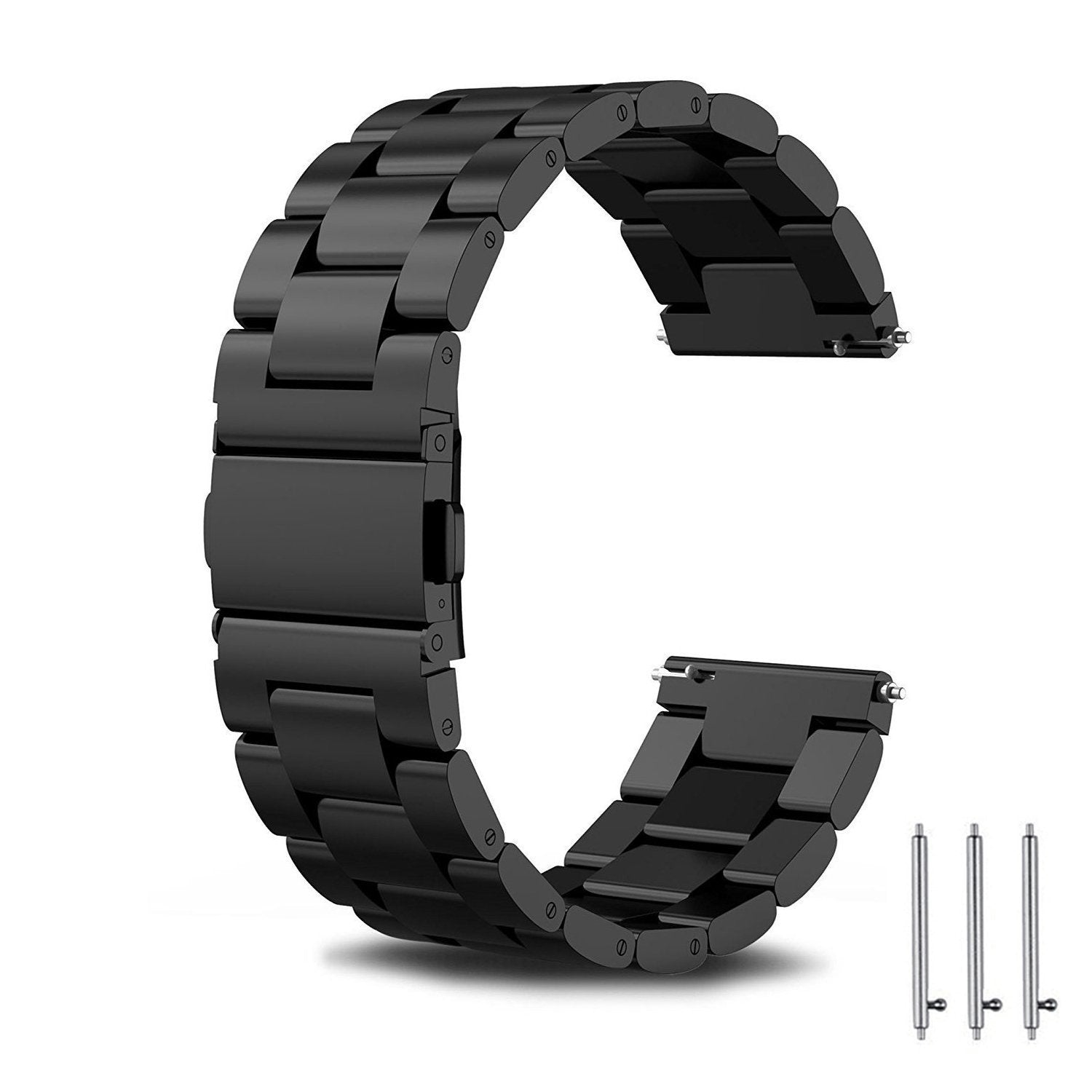 Correa de Reloj PUBAMALL Negro Acero Inoxidable Compatible con Gear S3 Frontier y Classic 22mm para Hombre