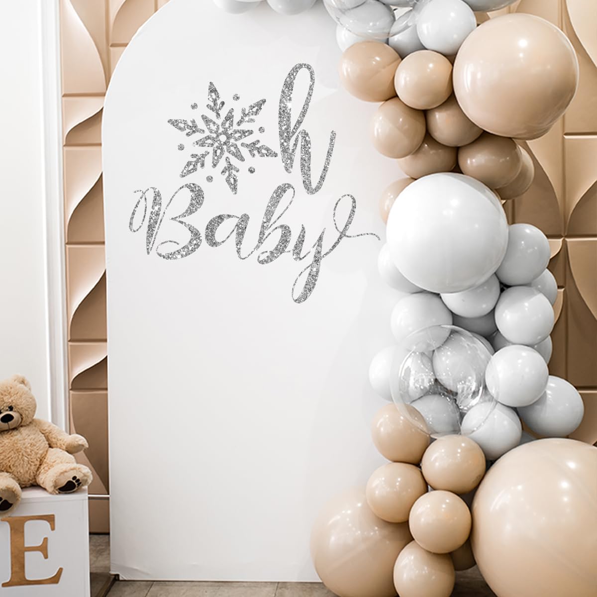 Oh Baby - Letrero de pared con temática de copo de nieve para fiesta de ducha, calcomanías de invierno para decoración de arco de globos, copo de nieve de Navidad, cumpleaños, diseño de copo de nieve