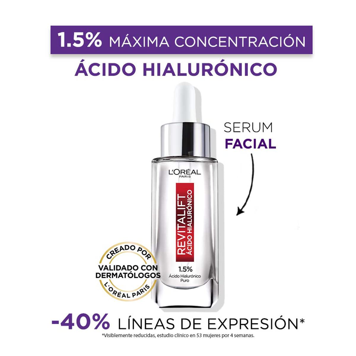 L'Oréal Paris Kit de Ácido Hialurónico con Sérum rostro Sérum ojos Crema en gel y Gel de limpieza