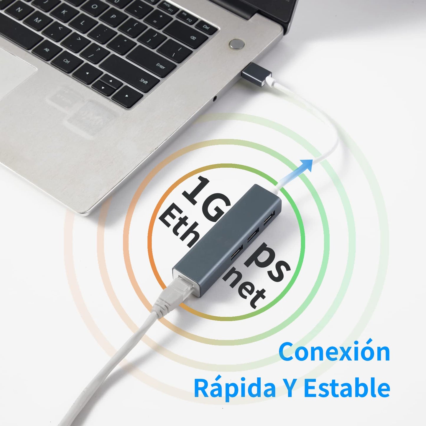 HEEDU Adaptador Ethernet USB 3.0, Adaptador Ethernet USB Hub 4 en 1 con Puerto LAN de Red Gigabit RJ45 10/100Mbps, Compatible con MacBook, Surface Pro, Windows,XP, Vista, Androidd etc