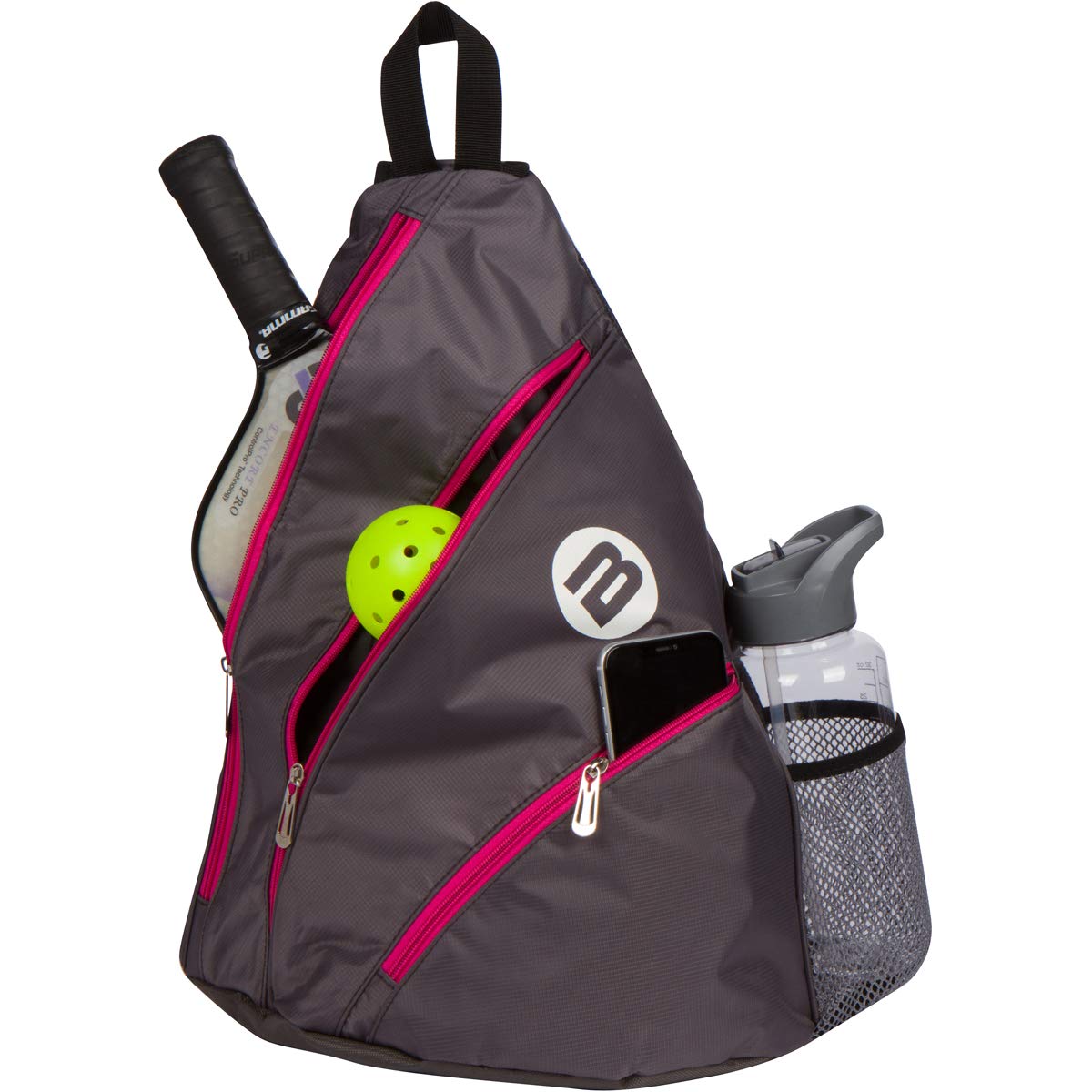 BESTA - Bolsa de pickleball de primera calidad. Bolsa acolchada con 3 compartimentos, soporte para botella de agua y correa ajustable que cambia de lado. Capacidad para varias palas, bolas y más