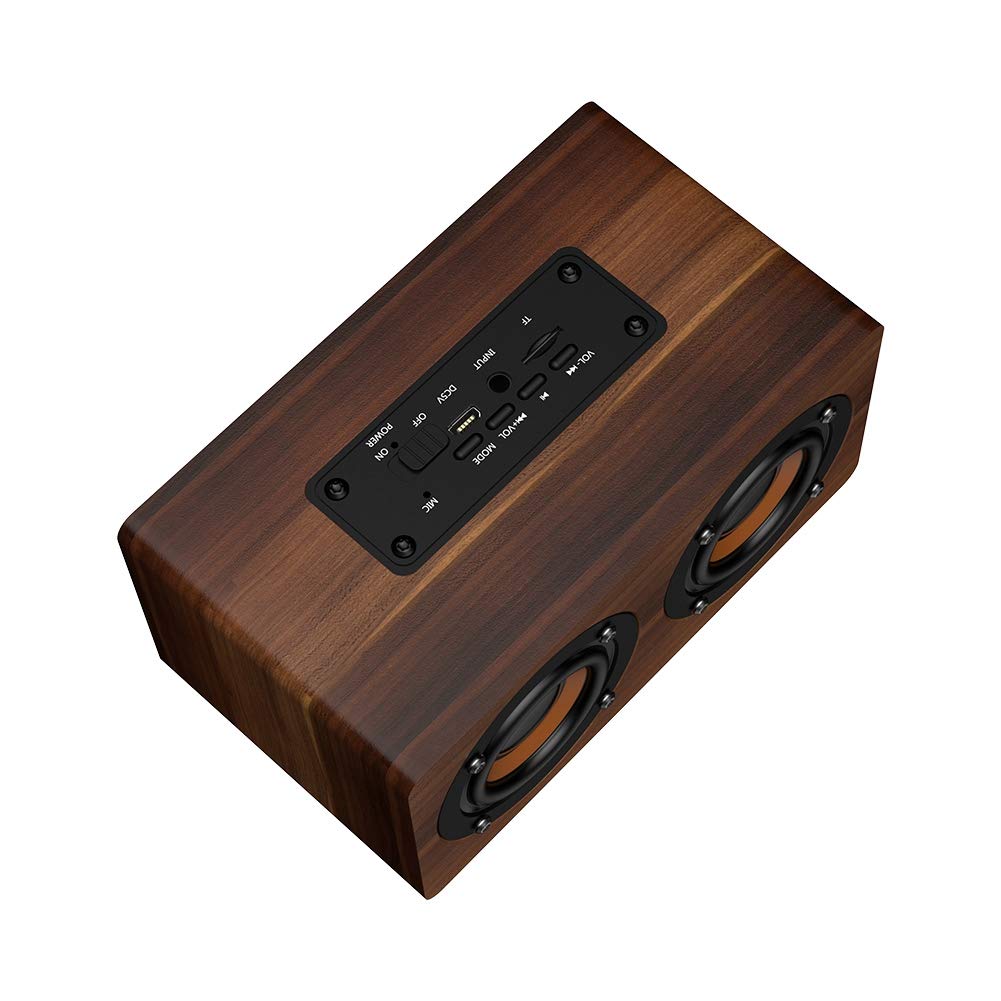 Altavoz Bluetooth Oumij Marrón con Subwoofer Estéreo y Radio FM para Música de Alta Fidelidad