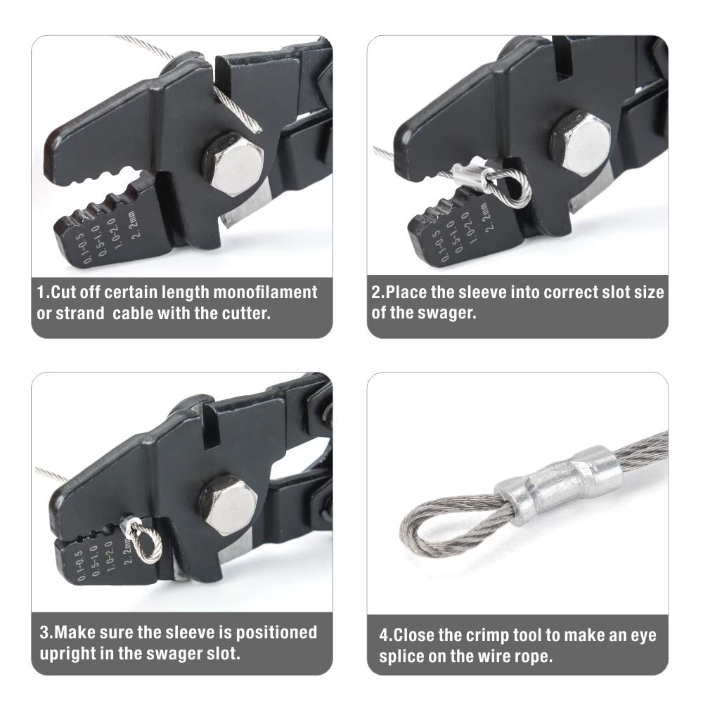 Cuerda de alambre de Iwiss SWAGER para crimpar líneas de pesca hasta 2.2 mm