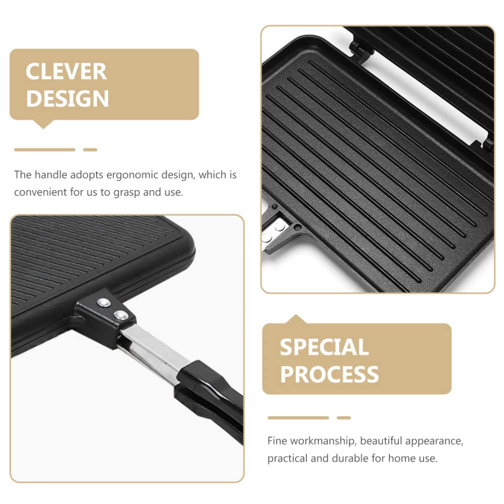 Hemoton Sartén para hornear sándwich de aluminio antiadherente para tortillas de doble cara, sartén para sándwiches, sartén para desayuno y cocina