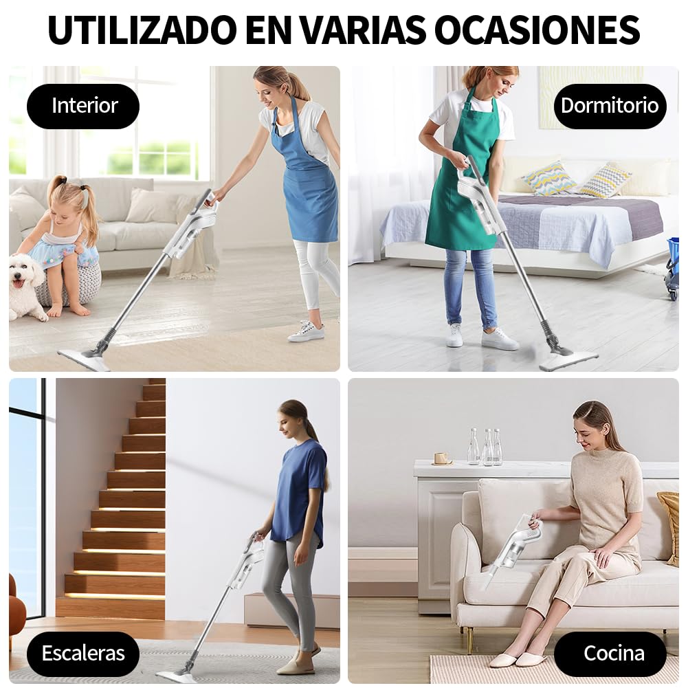 Aspiradora Alámbrica de Mano y Putt 2 EN 1 - Portátil Con Potente Succión, Ligera, Filtro y Cepillo De Suelo Giratorio - Vertical para Hogar, Auto y Oficina