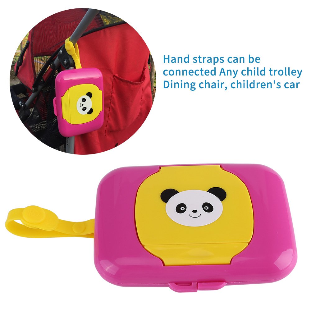 Caja de Almacenamiento de Toallitas Húmedas Para Cochecito Viaje al Aire Libre Para Bebés Caja Contenedor de Toallitas Húmedas Recargable Para Baño Sala(Caja Rosa)