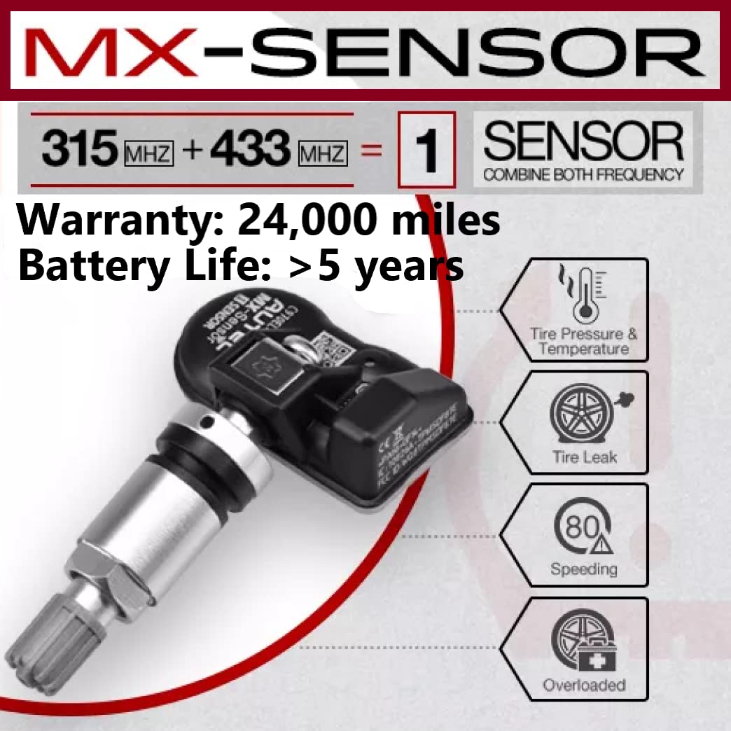 Autel MaxiTPMS MX - Sensor 8 unidades de tallo de metal 315/433MHz TPMS Sensor universal de neumáticos programado por TPMS Tool TS401 TS408 TS501 TS508 TS601 TS608 MK808TS MX808TS MS906TS ITS600