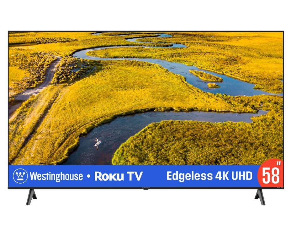 Westinghouse Televisor Inteligente de 58" Pulgadas Sin Bordes, Ultra Alta Definición 4K con HDR10, Búsqueda y Control por Voz, Dolby Audio, Aplicación Móvil - WR58UE4100